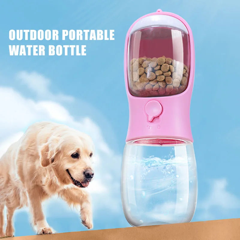 Portable water cup with food dispenserf or cats and dogs