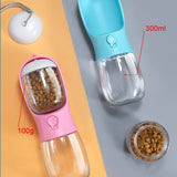 Portable water cup with food dispenserf or cats and dogs